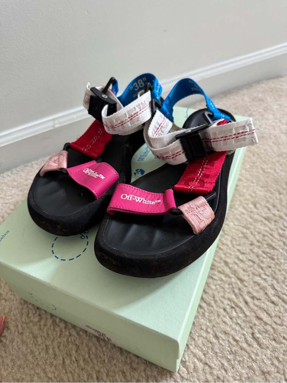 Off-White Kids Multicolor Strap Sport Sandals - Pink, Red, Blue, White, Black